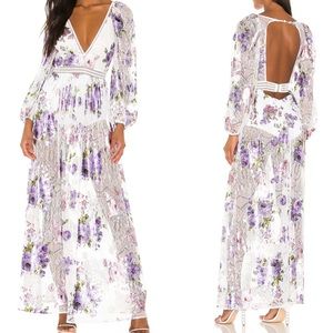 NWT For Love and Lemons Wildflower Foil Maxi Dress